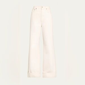 AGOLDE Dame Wide Leg Cuffed Jeans Cream Size 24